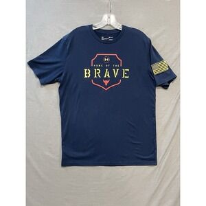 Under Armour Home Of The Brave Shirt Men's Medium Project Rock USA Flag Patch
